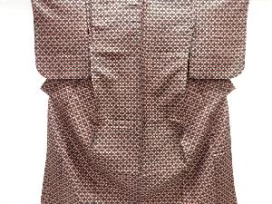 大正ロマン　変わり格子模様織り出し銘仙単衣着物